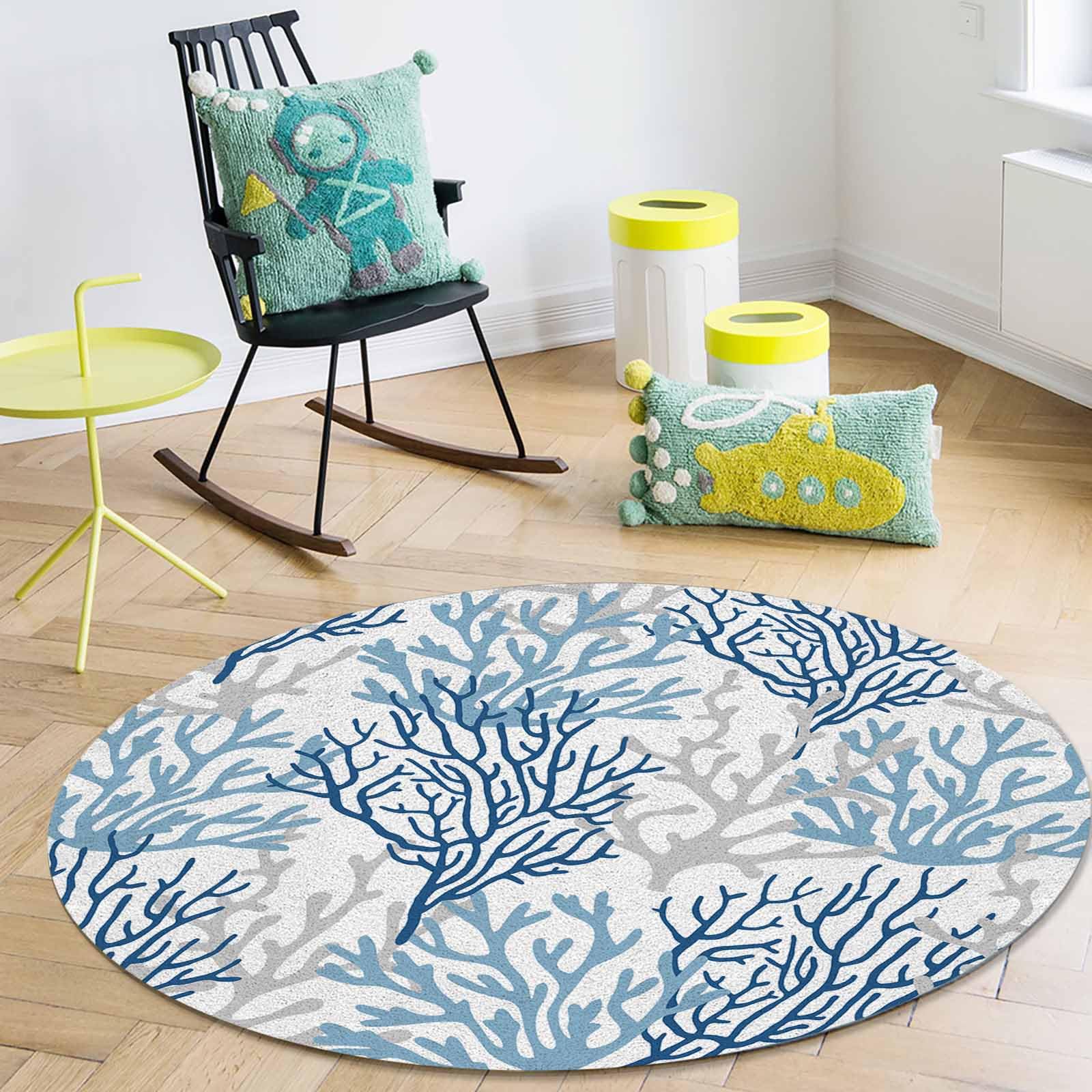 ラグ・カーペット round beach rug Amazon.com: Round Area Rug 4ft Nautical Coastal Ocean Coral